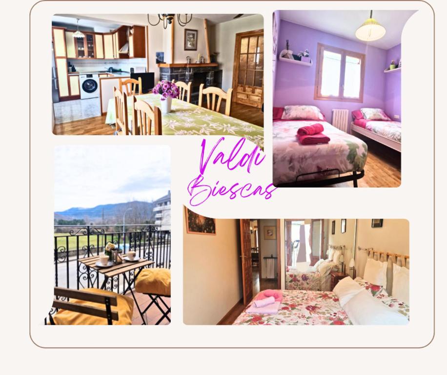 a collage of pictures of a bedroom and a room at VALDI-BIESCAS in Biescas