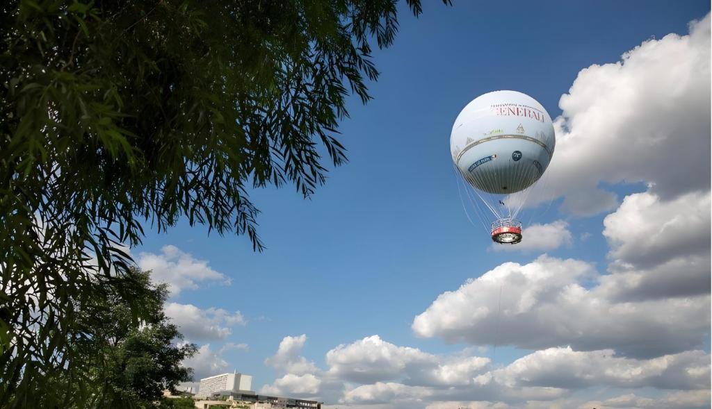 a hot air balloon is flying in the sky at Superb Air-conditioned studio Paris expositions porte de Versailles - Dôme de Paris - JO Olympic Games 2024 Paris Arena Sud 1-4-6 in Vanves