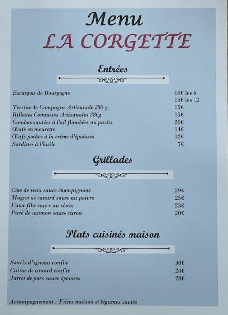 a menu for a mexican restaurant with at Gîte de la corgette in Saint-Romain