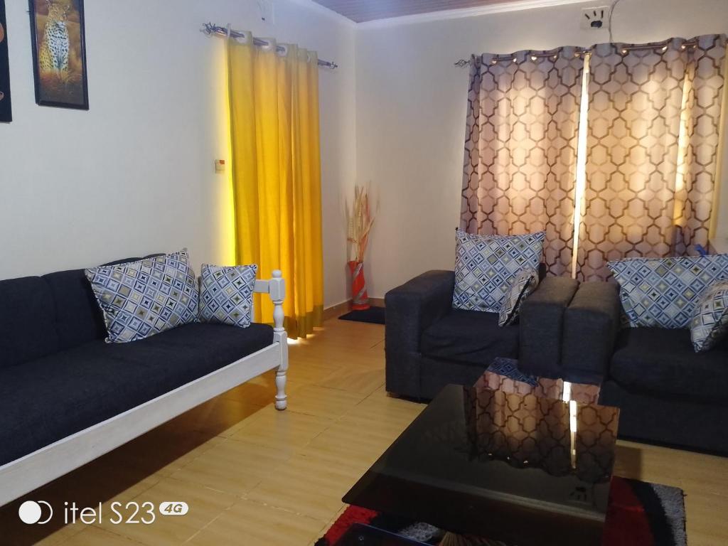 ein Wohnzimmer mit einem Sofa und einem Stuhl in der Unterkunft Maridadi place in Kakamega