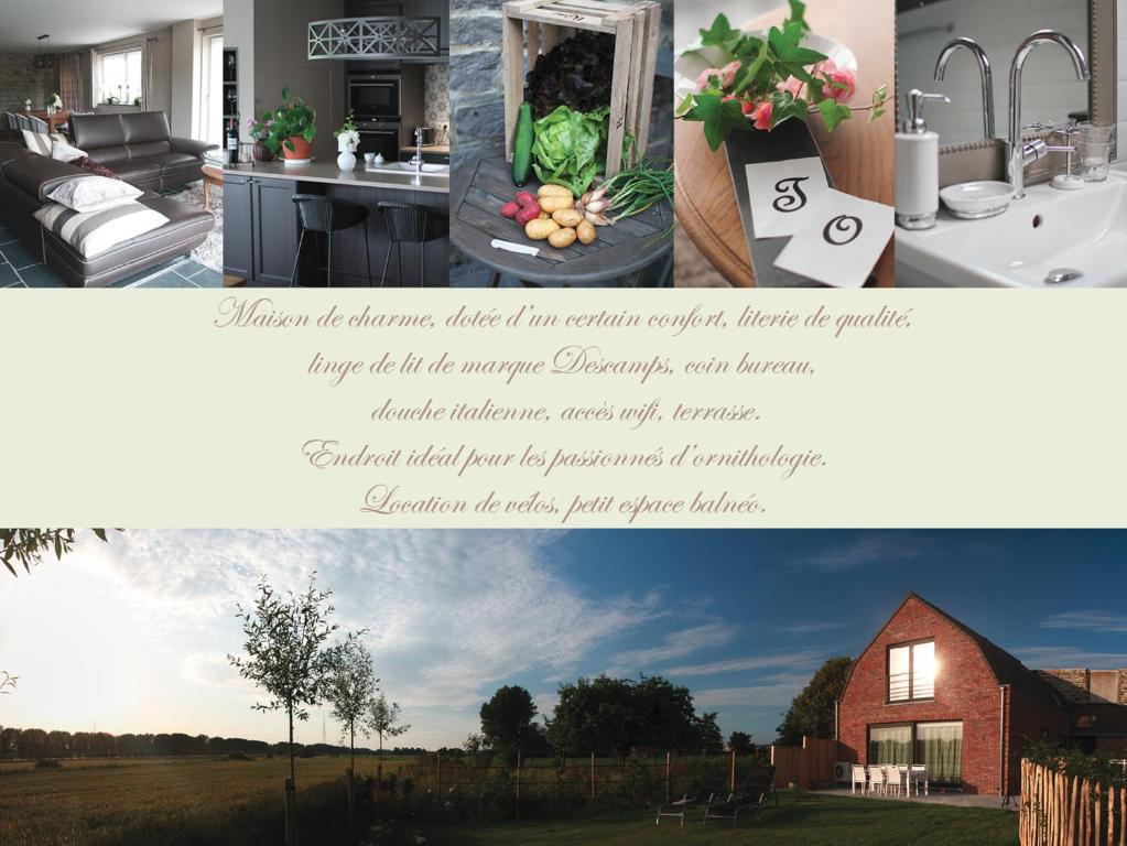 a collage of photos of a house with a kitchen and a bathroom at Terre d'Ô in Pecq