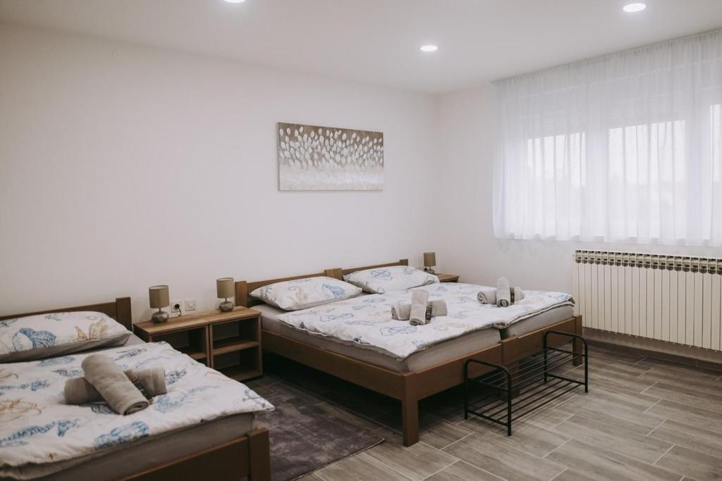 a room with two beds in a room at Holiday house with a parking space Vukovar, Slavonija - 22809 in Vukovar