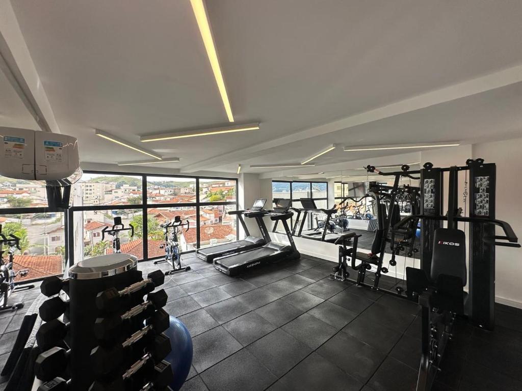 Fitness centrum a/nebo fitness zařízení v ubytování Studio central com lazer e spa