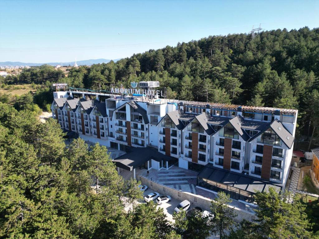 an aerial view of the resort with trees at Amorium Hotel in Kastamonu