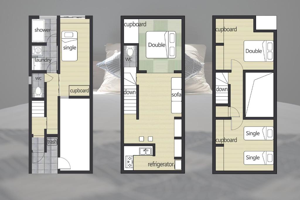 Apgyvendinimo įstaigos 【光の屋】「整栋日式一户建」天下茶屋駅徒步4分 難波、道顿堀、関西空港へ直达 aukšto planas