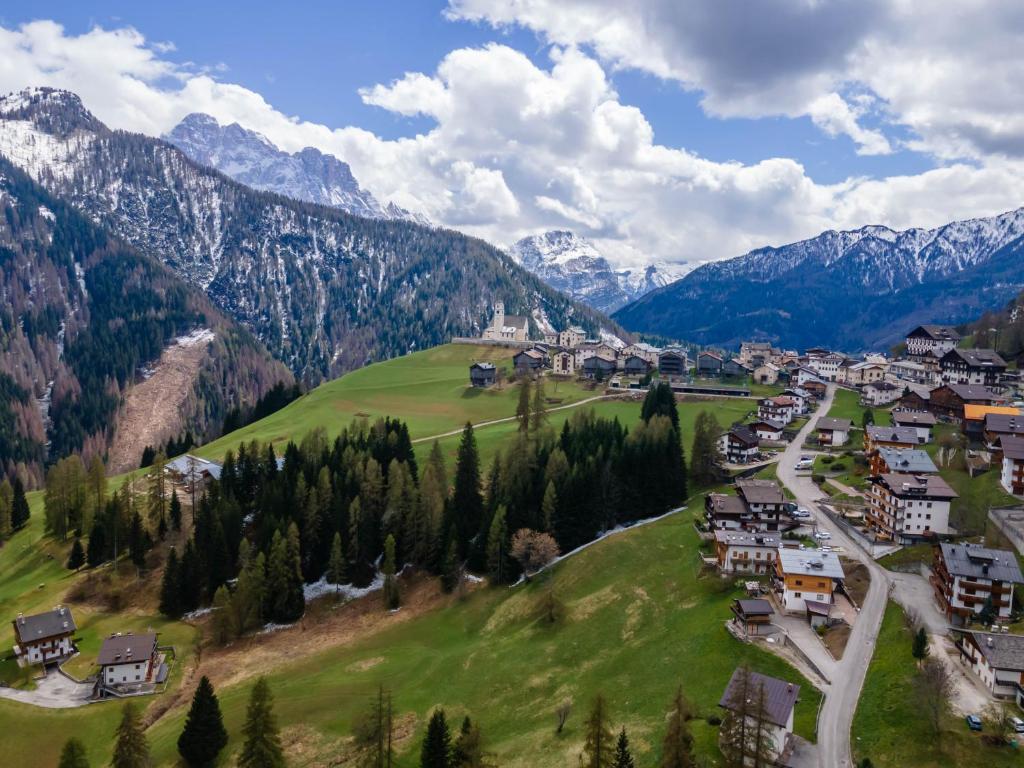 an aerial view of a village in the mountains at Maison Miravalle in Colle Santa Lucia