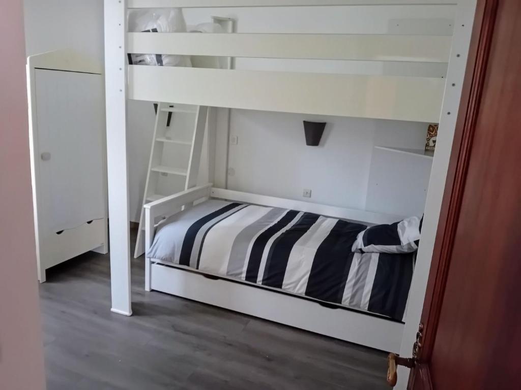 a bunk bed with a ladder in a room at L&#39;éveil in Vittefleur