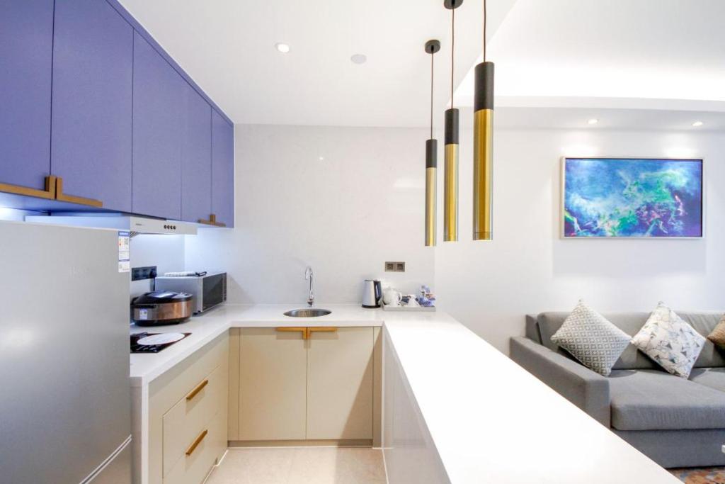 Kuchyň nebo kuchyňský kout v ubytování Changsha Zealandia Serviced Apartment
