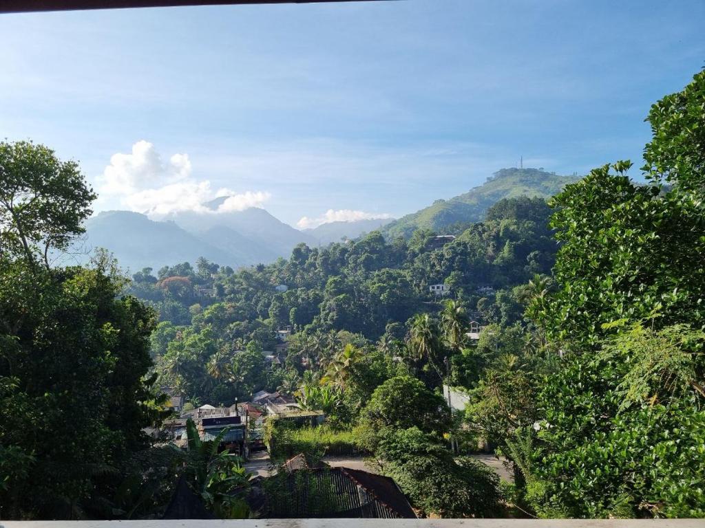 a view of a valley with trees and mountains at Serenity Stay in Badulla