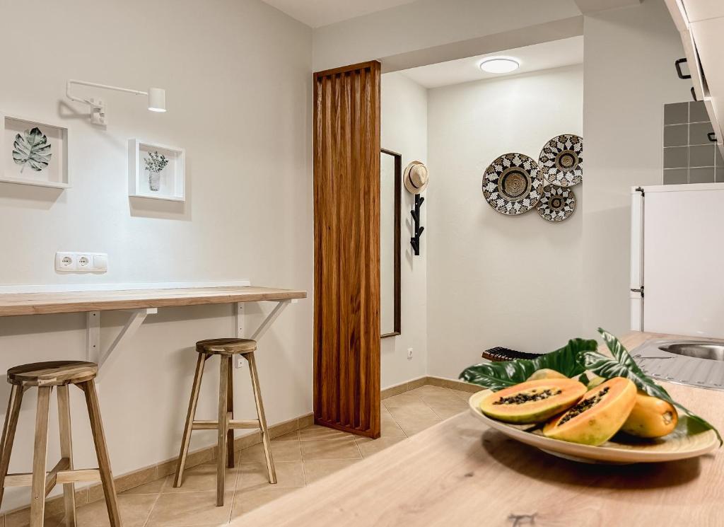 Kuchyň nebo kuchyňský kout v ubytování Papaya Apartments Boa Vista