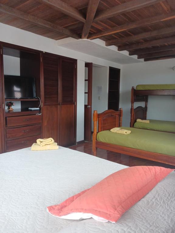 Postel nebo postele na pokoji v ubytování Chez Alicia Hostal