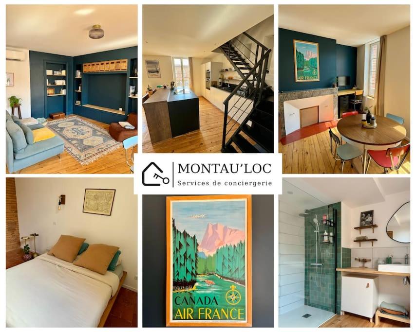 un collage de diferentes fotos de una casa en Le Canadair, Grand T2 lumineux, en Montauban