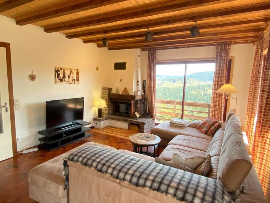 Televízia a/alebo spoločenská miestnosť v ubytovaní Maison d'altitude avec vue panoramique à Gérardmer