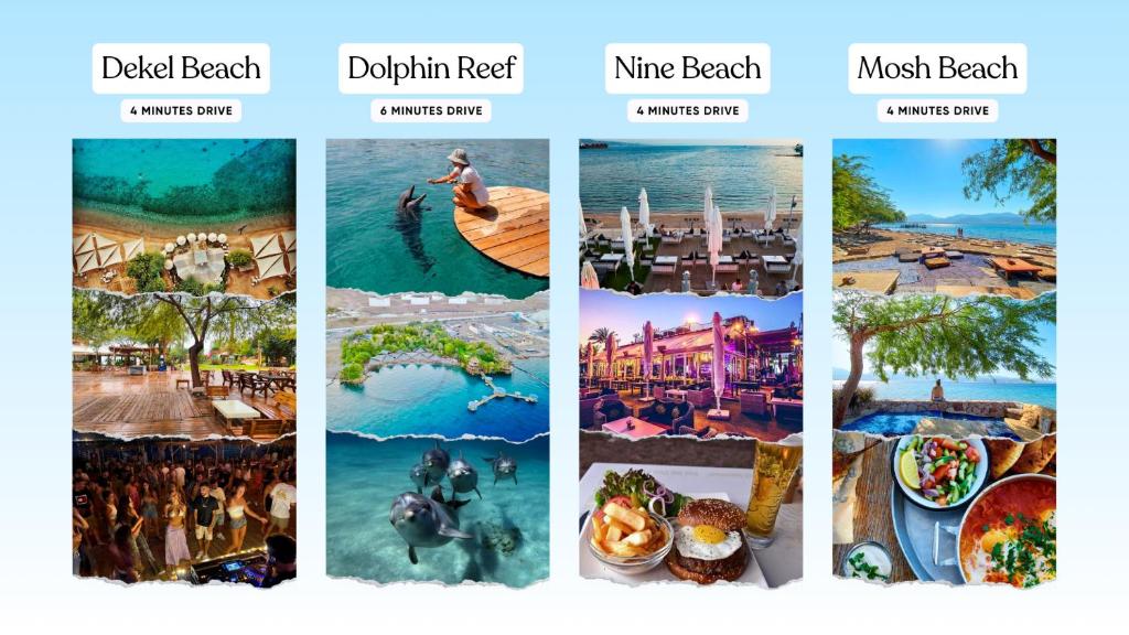 a collage of different pictures of a resort at Eilat Beach House in Eilat