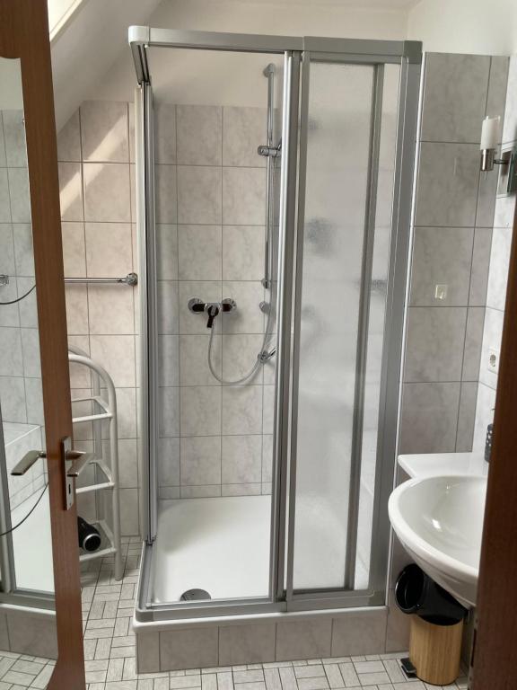 Koupelna v ubytování Gasthof Walhalja