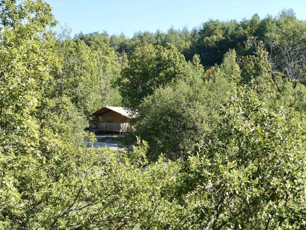 a cabin in the middle of a forest of trees at La Grisonne - Chalet 3 in Revest-du-Bion