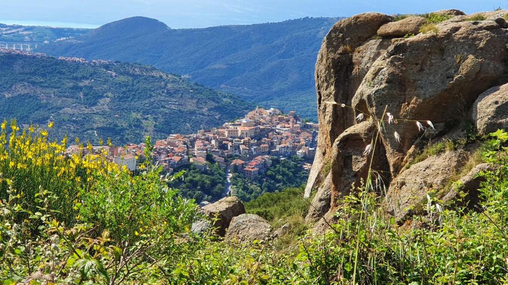 a view of a city from a mountain at Borgo Maria Rosa - Relax tra Nebrodi e Mare in San Salvatore di Fitalia