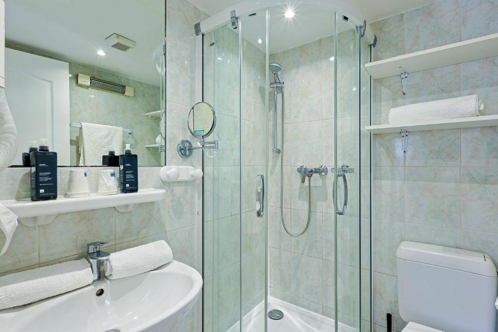 Koupelna v ubytování Logis Hotel l'Esterella