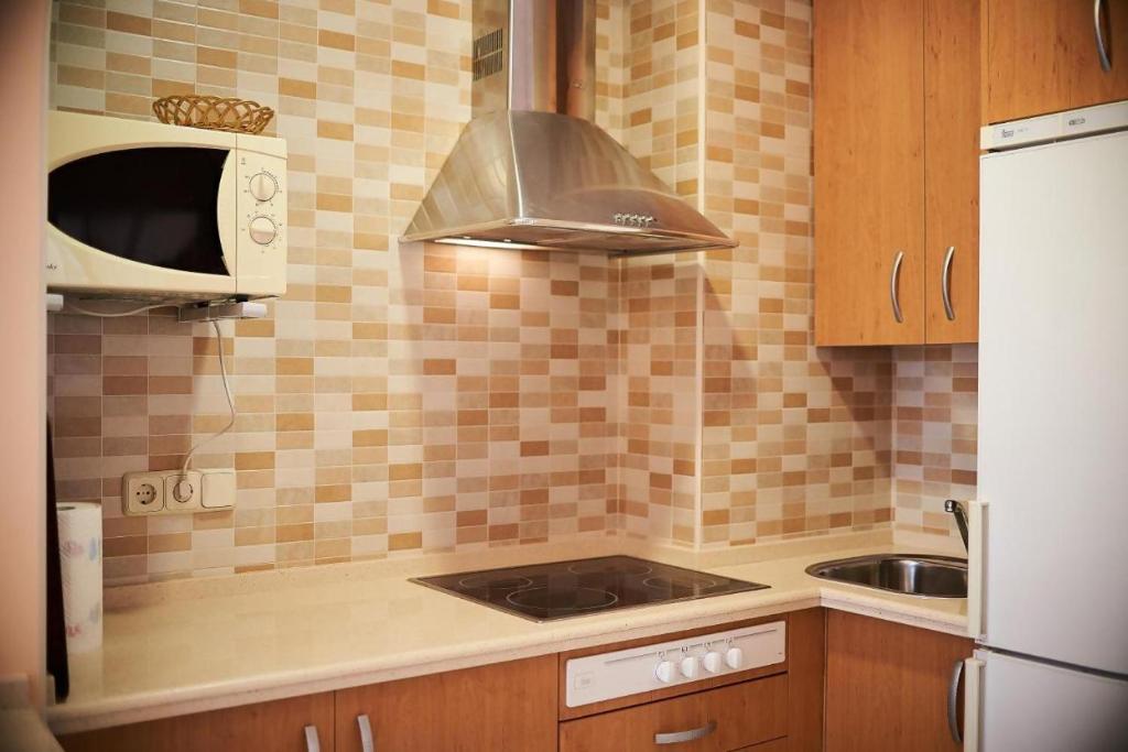 Kuchyň nebo kuchyňský kout v ubytování Apartamentos San Andres
