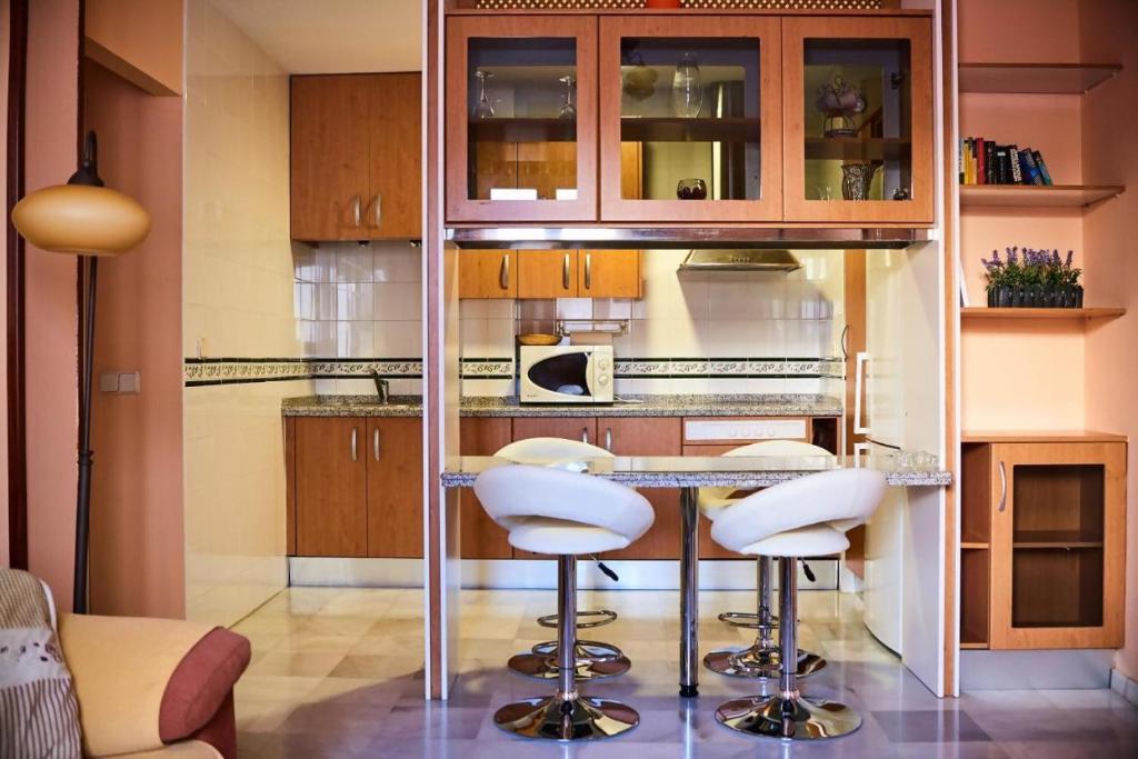 Kuchyň nebo kuchyňský kout v ubytování Apartamentos San Andres