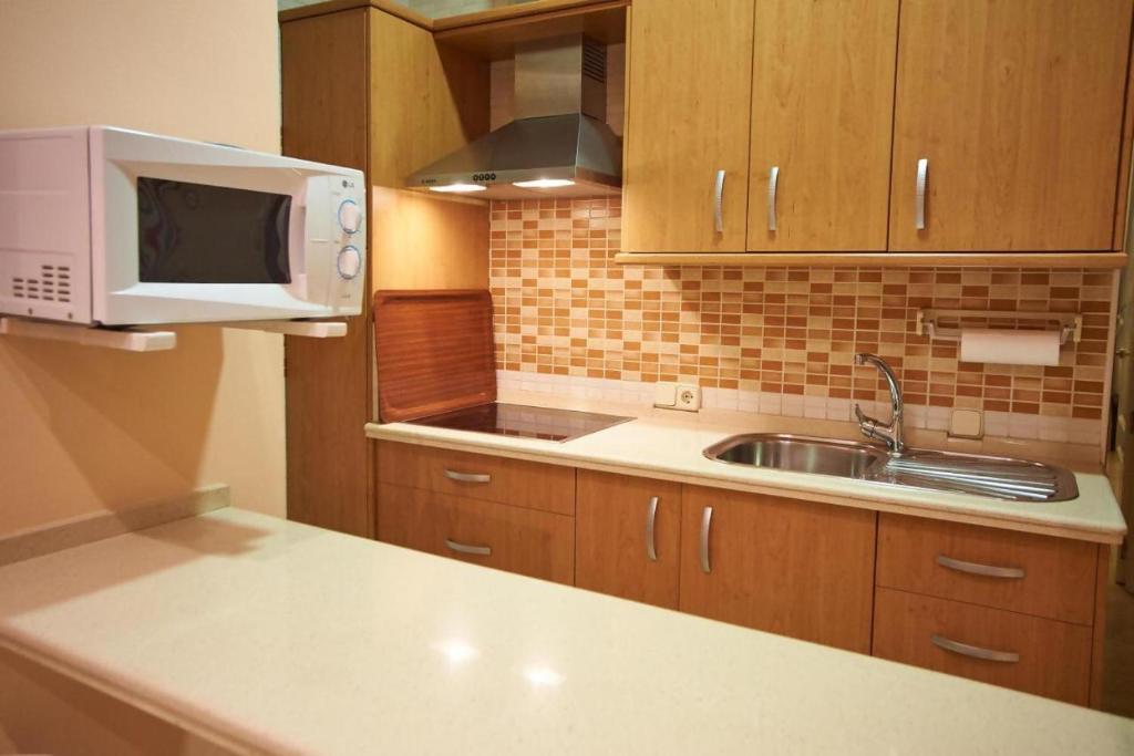 Kuchyň nebo kuchyňský kout v ubytování Apartamentos San Andres
