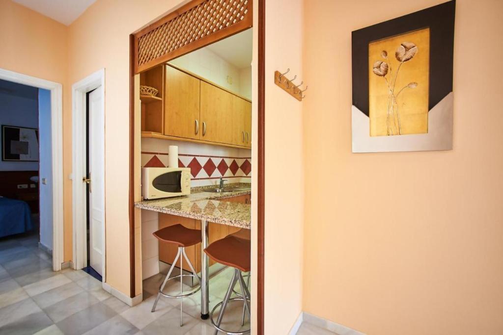 Kuchyň nebo kuchyňský kout v ubytování Apartamentos San Andres