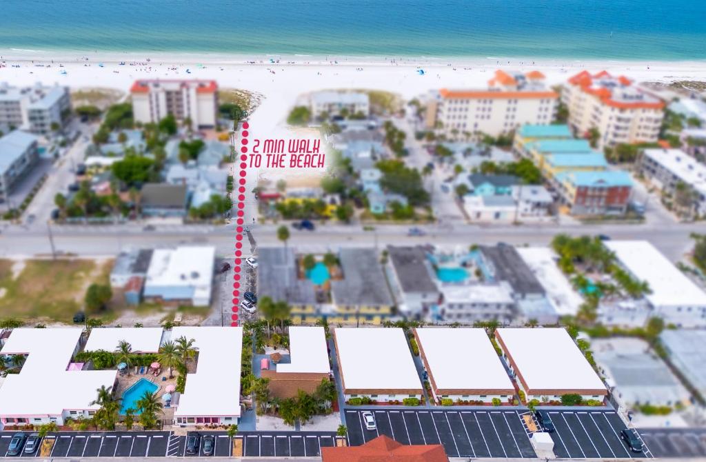 a map of a resort with the beach in the background at Monaco Vacation Rentals in Clearwater Beach