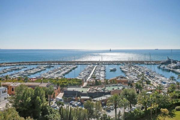 an aerial view of a marina with a bunch of boats at Felmin in Portals Nous