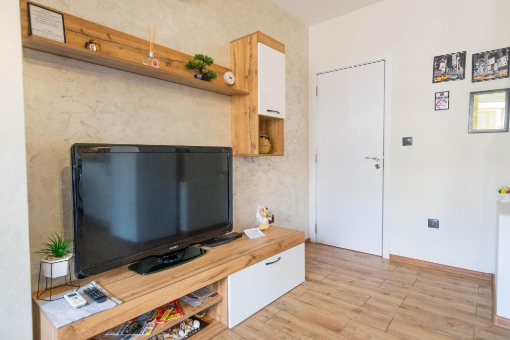 TV a/nebo společenská místnost v ubytování Joy Apartment Burgas center free parking