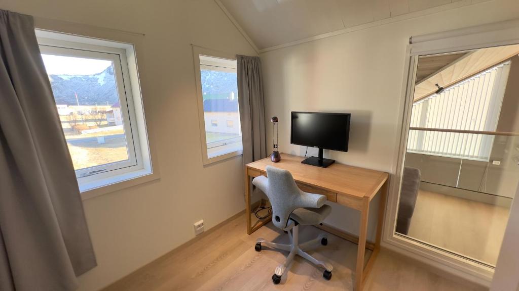TV a/nebo společenská místnost v ubytování Villa Unstad - Surf Beach Lofoten