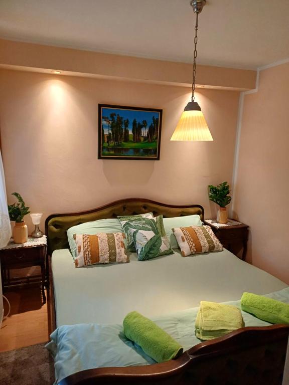 sypialnia z łóżkiem i wieszakiem w obiekcie Vila Tošanić w mieście Zlatibor