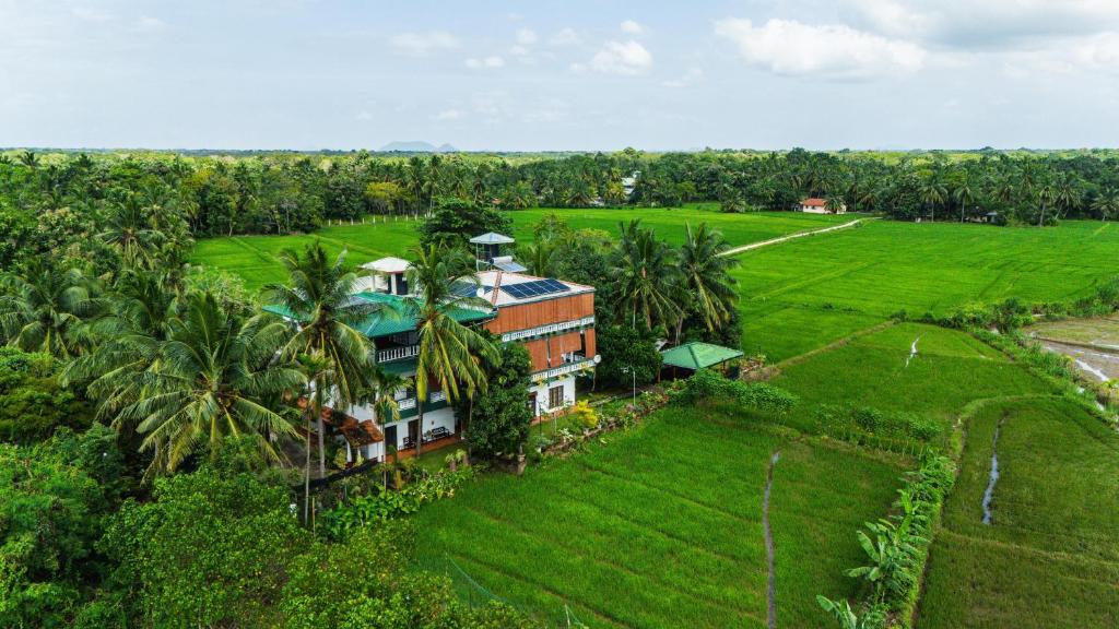an aerial view of a house in the middle of a field at Mailagama Cinnamon Residence in Kataragama