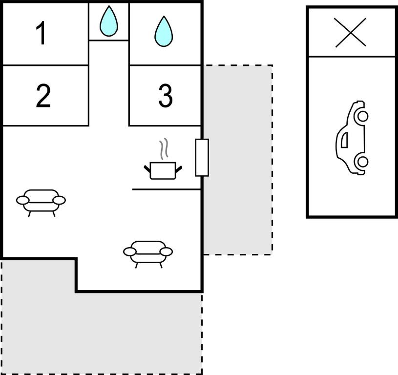 un schéma en bloc d'un schéma en bloc d'une fontaine à boire dans l'établissement 3 Bedroom Gorgeous Home In Ebeltoft, à Ebeltoft