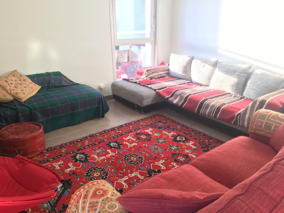 un salon avec un canapé et un tapis dans l'établissement Appartement centre-ville, à Annecy