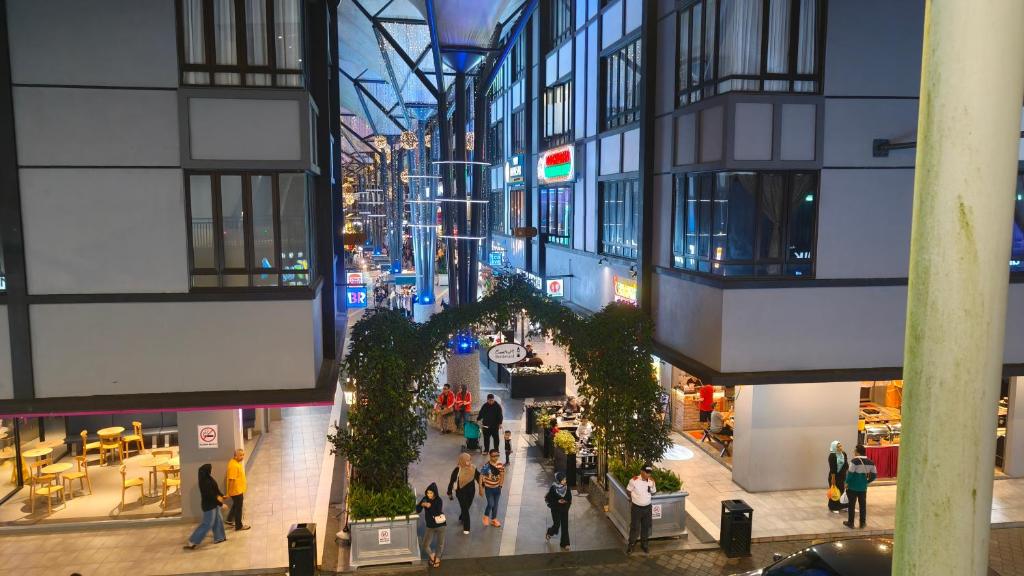 an overhead view of a shopping mall at night at Centrum Homstay at Crown Imperial Court in Cameron Highlands