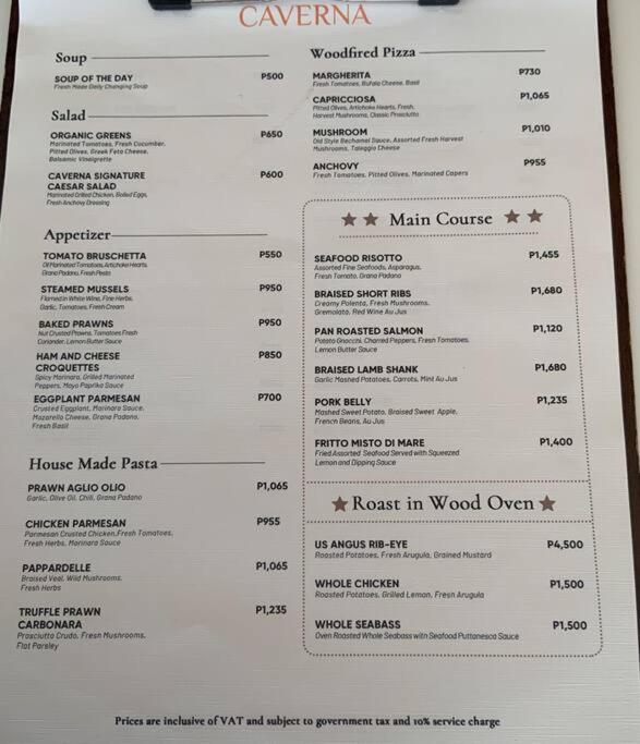 a picture of a menu of a restaurant at Ma Roberta - Tambuli Resort with fast Wifi 16 Floor Studio Type in Lapu Lapu City