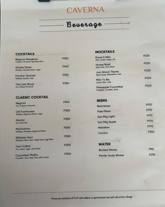 a screenshot of a menu for a restaurant at Ma Roberta - Tambuli Resort with fast Wifi 16 Floor Studio Type in Lapu Lapu City