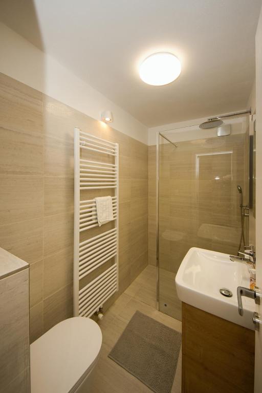 Koupelna v ubytování Apartmán nad Ottovkou