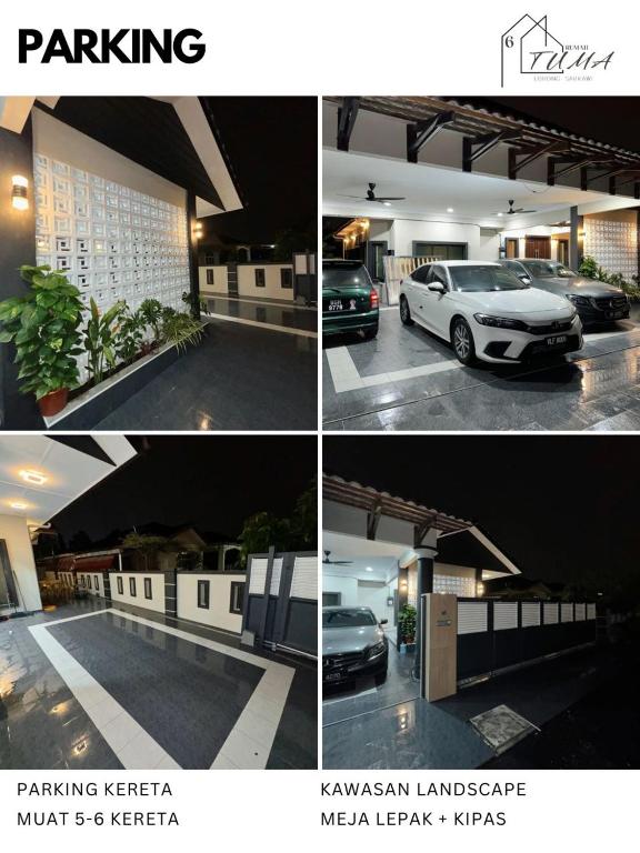 a group of four pictures of cars parked in a parking lot at Rumah Tuma in Shah Alam