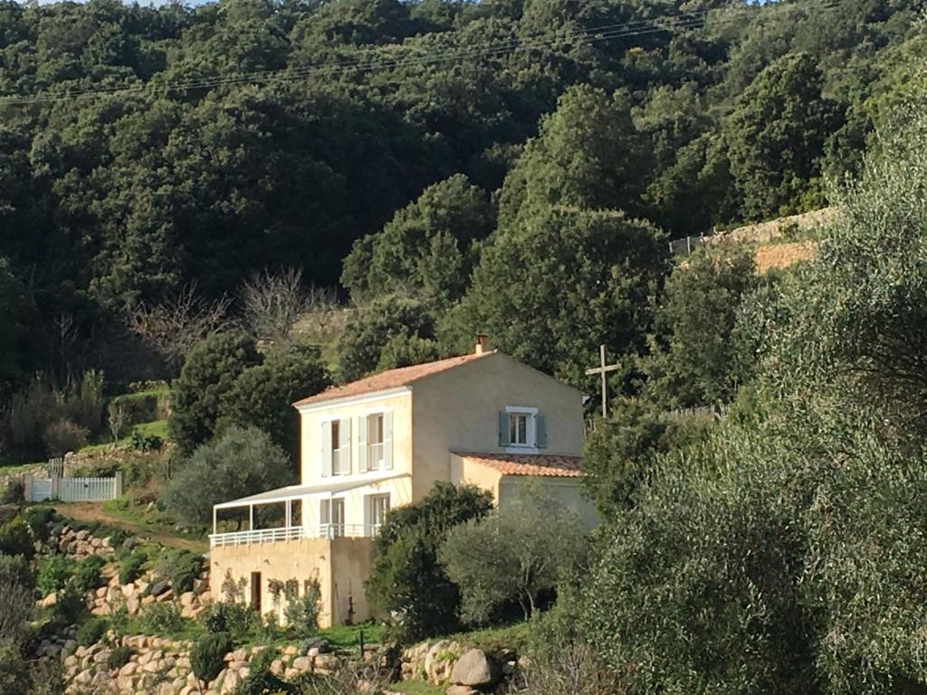 une maison arborée sur le flanc d'une colline dans l'établissement La Maison de la Fontaine, à Cognocoli-Monticchi
