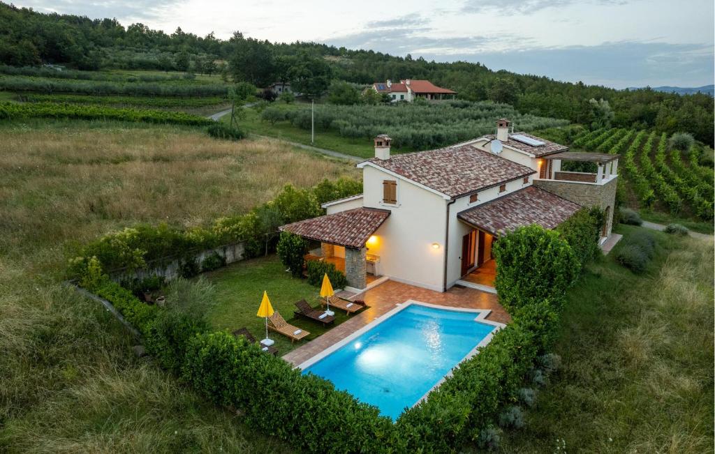 een luchtzicht op een villa met een zwembad bij Villa Dol in Buzet