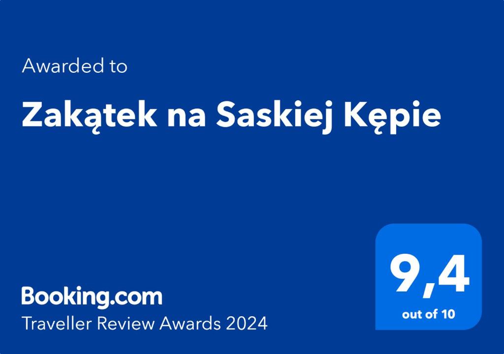 Certifikát, ocenenie alebo iný dokument vystavený v ubytovaní Zakątek na Saskiej Kępie