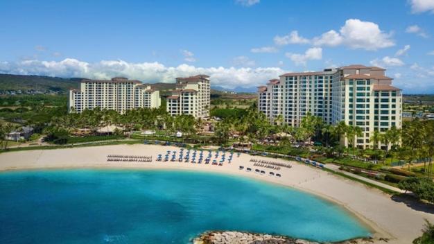 an aerial view of a beach and some buildings at HAWAII-OAHU - Marriott Ko Olina Beach Club Resort in Kapolei