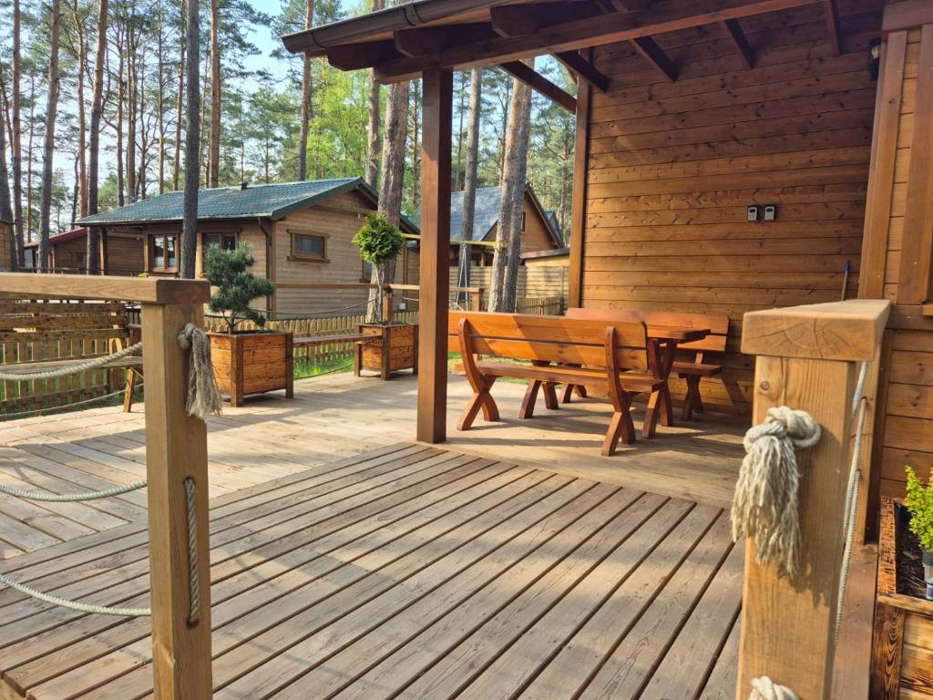 Balkón alebo terasa v ubytovaní Domek letniskowy u Marcina i Ani
