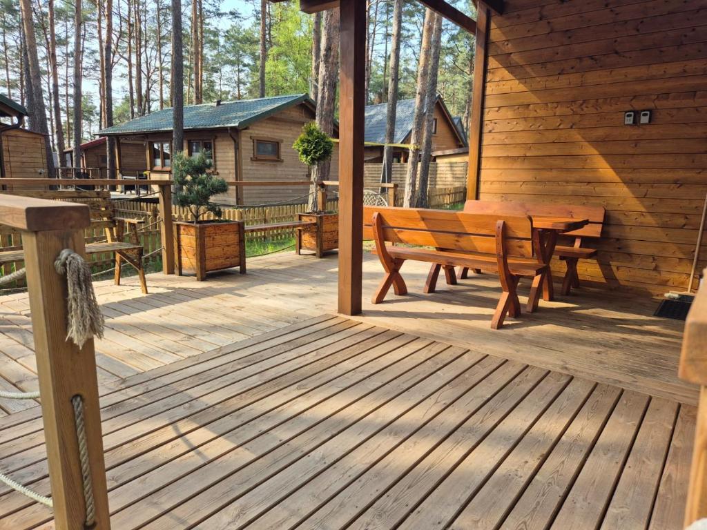 Balkón alebo terasa v ubytovaní Domek letniskowy u Marcina i Ani