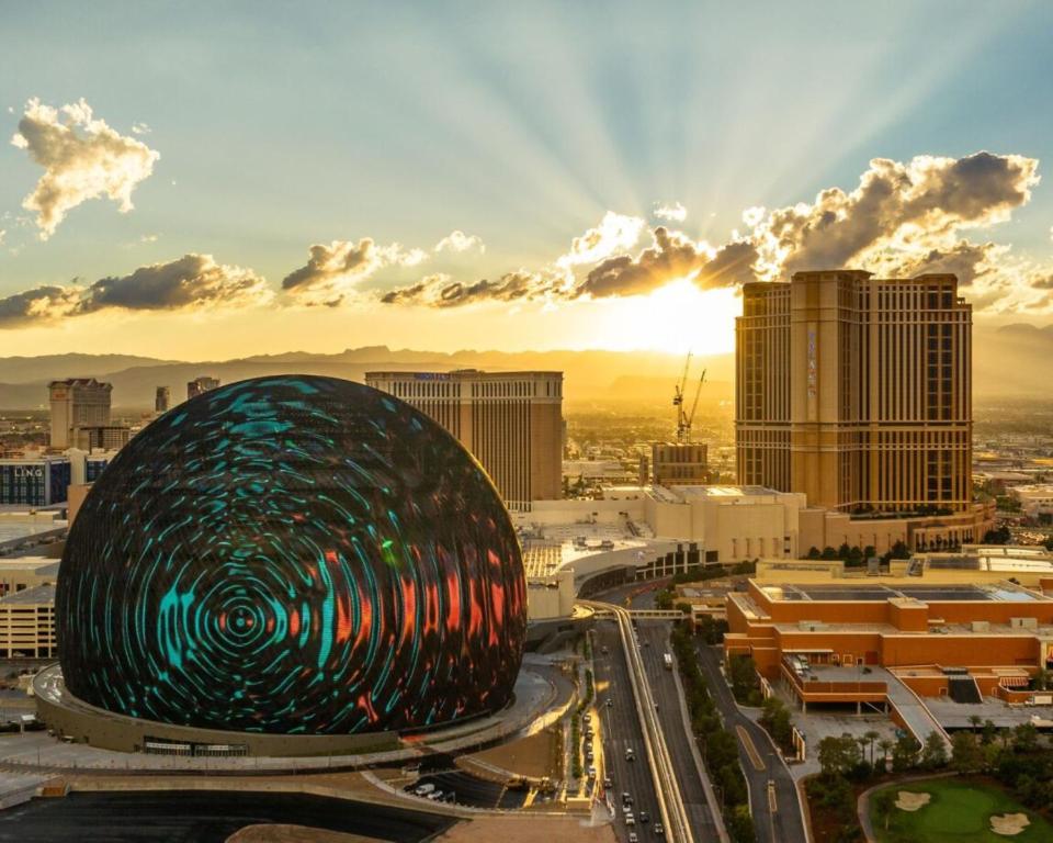 a view of a city with a large building at The Venetian® Resort Las Vegas in Las Vegas