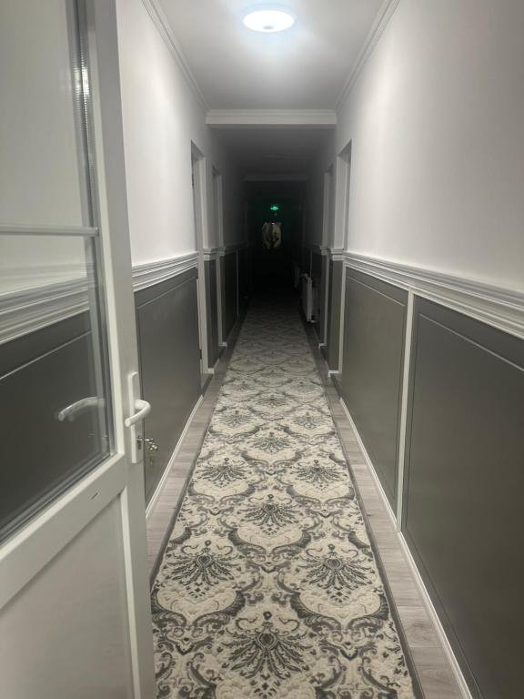un couloir vide avec un corridornhngthngthngthngthngthngthngthngthngthngthngthngthngth dans l'établissement Pensiunea Cascada Putnei, à Lepşa