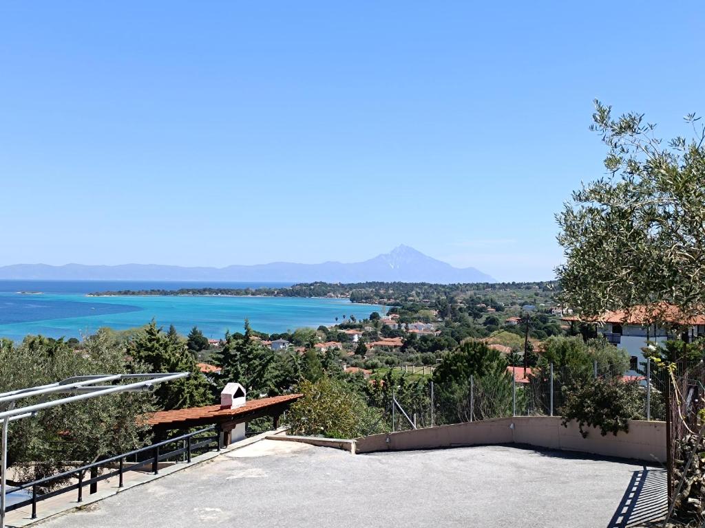 a view of the water from a house at Green & Blue House in Vourvourou