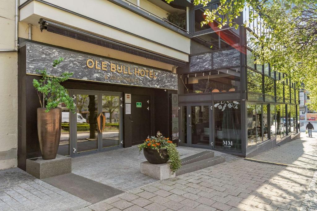 a building with a sign that reads one bull rock at Ole Bull, Best Western Signature Collection in Bergen