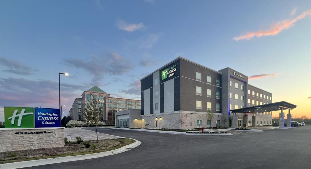 a rendering of a building on a street at Holiday Inn Express & Suites Chicago Schaumburg, an IHG Hotel in Schaumburg